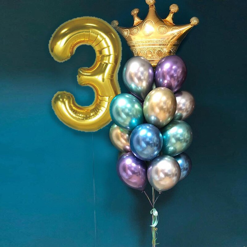 Ballons couronne en aluminium, décorations d'anniversaire pour fête d'anniversaire, chapeau de princesse et de dessin animé pour bébé: Number 3