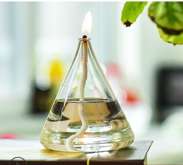 Home Decoration Real Flame Hand Blown Decorative Table Glass Oil Lamp