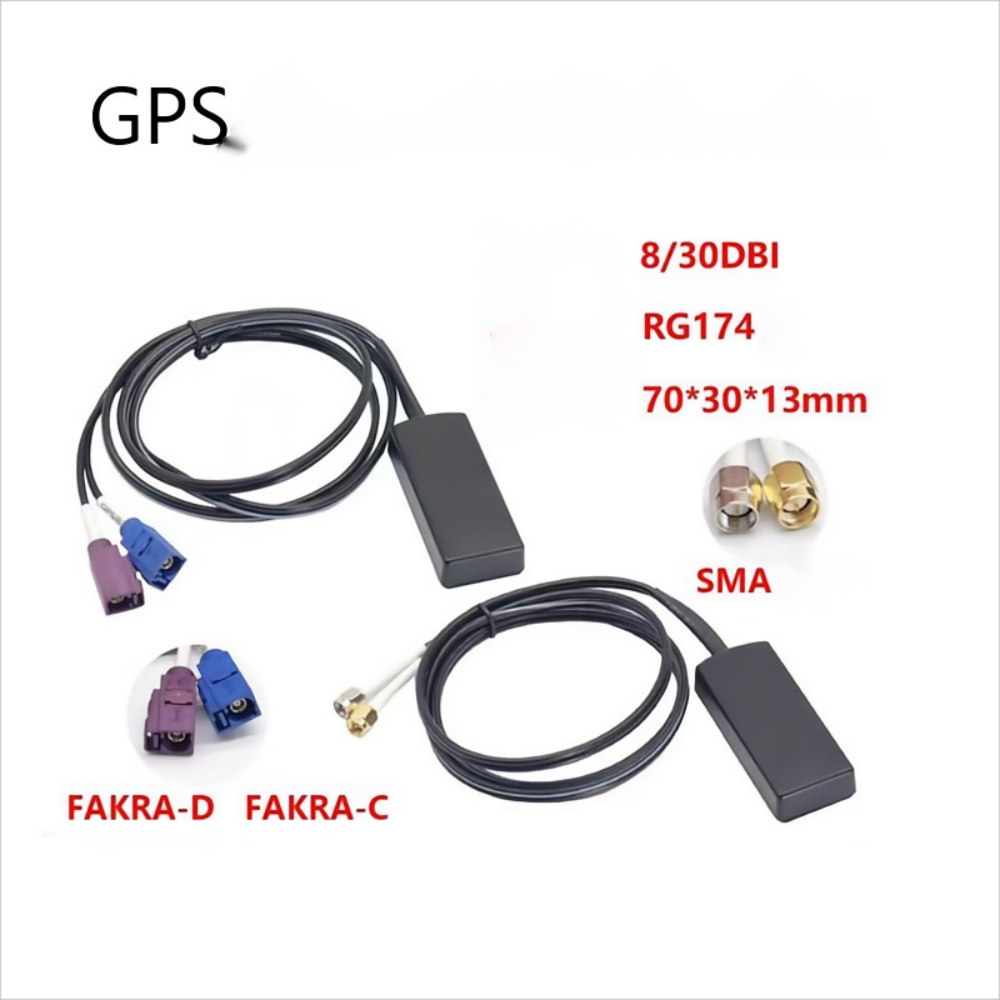 SMA, Fakra RG174 connector antenna combination 3-on-1 dual Bnad LTE BD, vehicle universal, 3M cable, 4G+4G+GPS: green