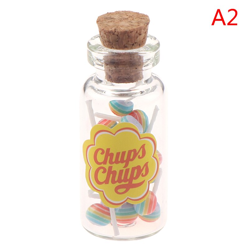 1/12 Dollhouse Miniature Food Dessert Sugar Lollipops With Case Holder Candy Simulaiton Kitchen Toys: A2 1pc