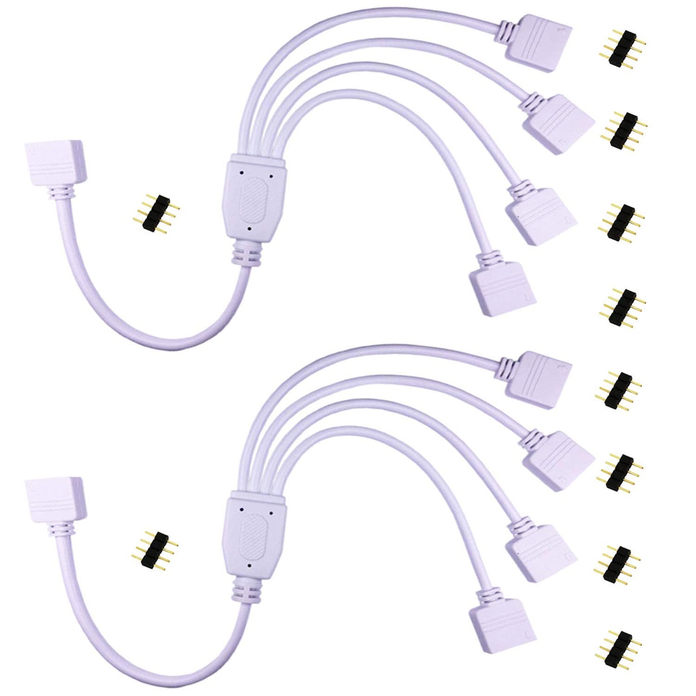 Cable conector RGB RGBW de 4 pines, conector hembra de 1 a 2, 3 y 4 pines, divisor para tira de luces LED 5050 3528 RGB RGBW + WW