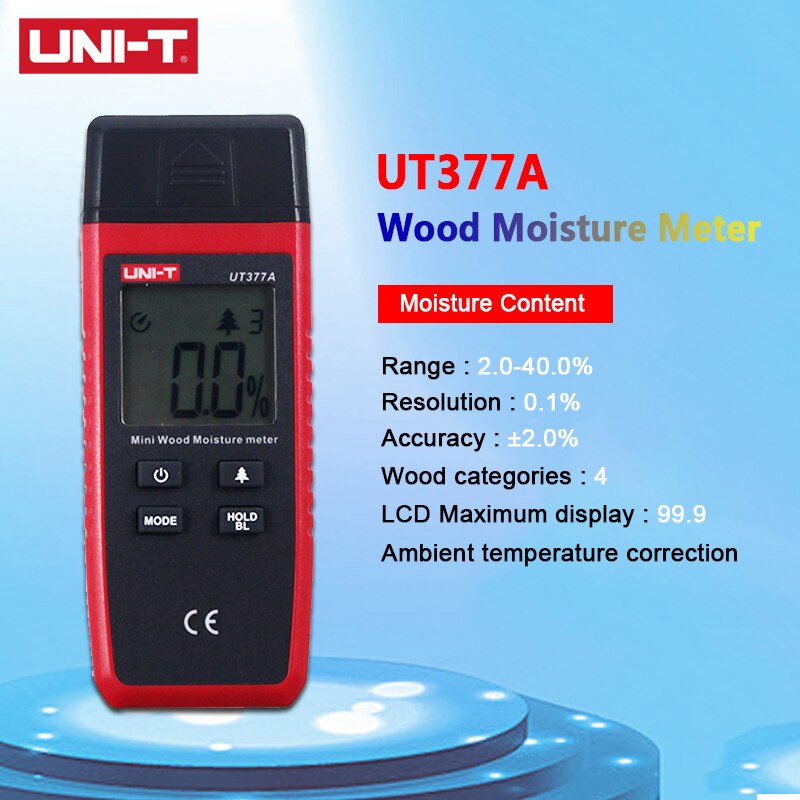 UNI-T Unit UT377A Digitale Hout Vochtmeter Hygrometer Vochtigheid Tester Voor Papier Multiplex Houten Materialen Lcd Backlight Uni T