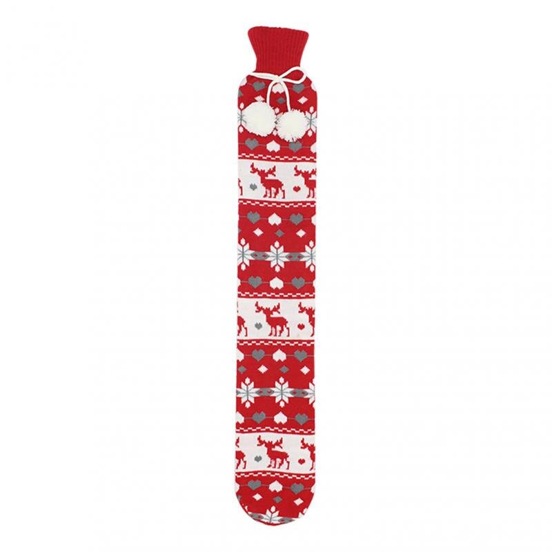 1PCS 70cm Fur Rubber Extra Long Water Bottles Bag With Knitted Removable Cover For Waist Hand Foot Warming Pink Grey Red: 03 red
