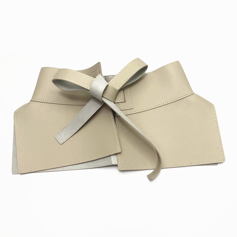 Women Peplum Belt Female Skirt Leather Waist Belts Ladies PU Black Bow Wide Harness Dresses Waistband: Apricot