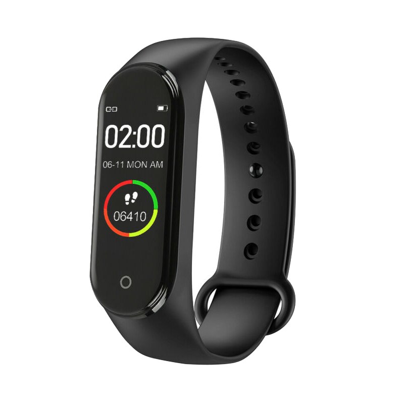 Reloj inteligente M4 para mujer, pulsera deportiva con pantalla LED, rastreador de Fitness, Bluetooth, resistente al agua, digital: Negro