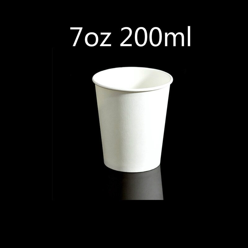 100pcs 7oz 200ml white thick paper cup party birthday BBQ favor disposable coffee cold and drink milk tea water package cup: White