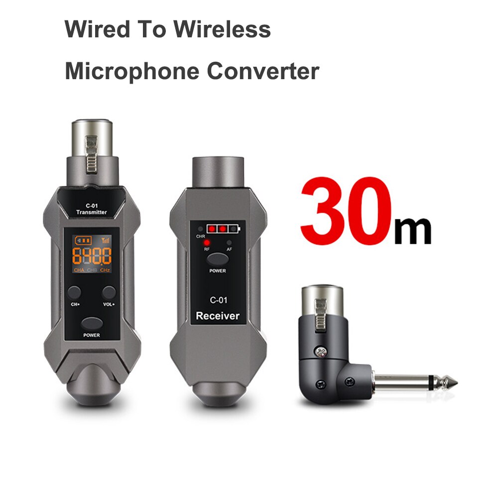 Originele Draagbare Microfoon Draadloos Systeem Voor Dynamische Microfoon, Bedrade Naar Draadloze Microfoon Converter, 30M Afstand