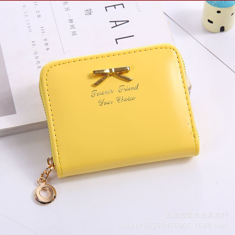 Valink Brand Wallet Women Bowknot Small Purse PU Leather Wallet Female Zipper Coin Purse Wallet Carteras Mujer: Yellow