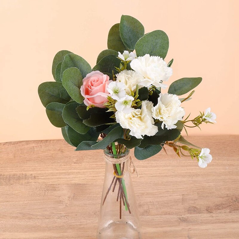 24Pcs Kunstmatige Eucalyptus Bladeren Stengels Faux Eucalyptus Greenery Plant Voor Boeket Vaas Filler Home Decor Bloemen