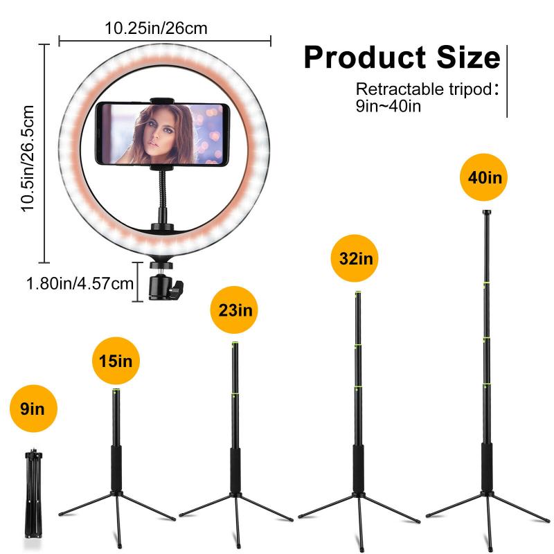 10" LED Selfie Ring hell mit einstellbar Höhe Spiral- Stativ Stand Telefon Halter Pro Live bilden Kamera