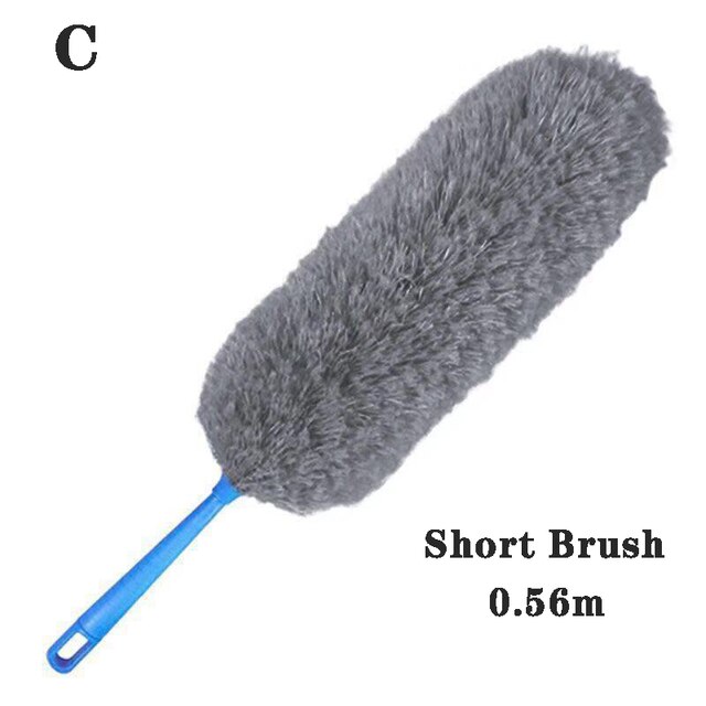 Plumero largo retráctil de plumas, plumero estático de microfibra flexible, limpieza de huecos, telaraña de techo, herramienta de limpieza del hogar: C Microfiber 0.56m