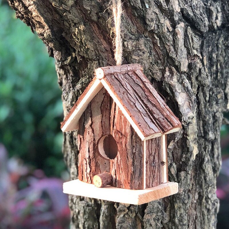 Handwerk Holz Vogel Haus Chinesische Tanne Doppel geneigt Vogel Aufhänger Hängen Nest Haus
