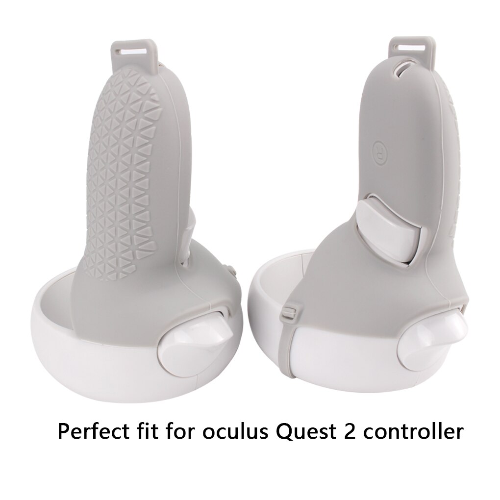 Vr Siliconen Cover Controller Beschermhoes Handvat Grip Covers Voor Oculus Quest 2 Vr Vr Glas Cover Half Controller: Grey
