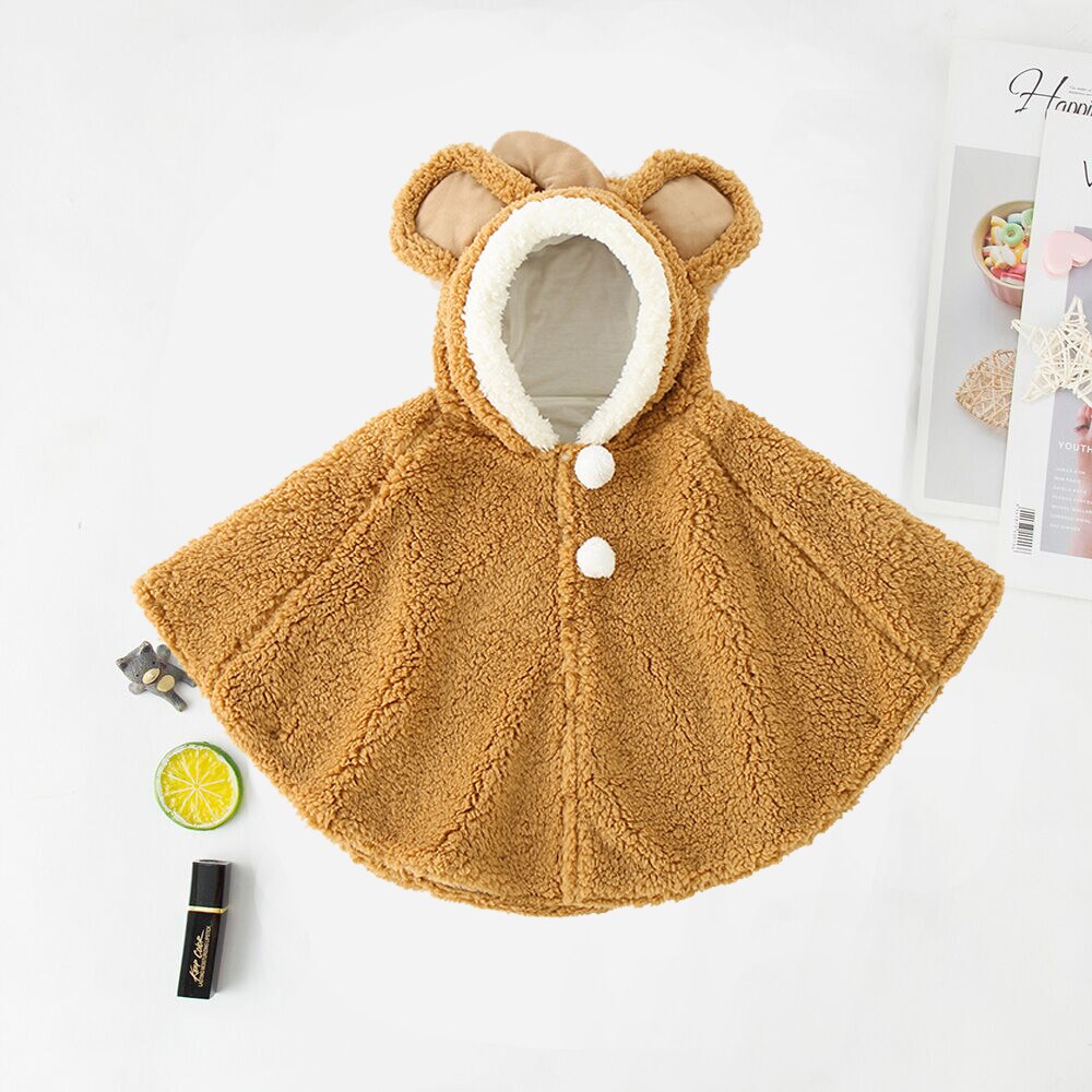 LZH autunno inverno bambini scialle cartoni animati neonati cappotto abbigliamento per neonato mantello 2021 uscire cappotto antivento per bambino: brown