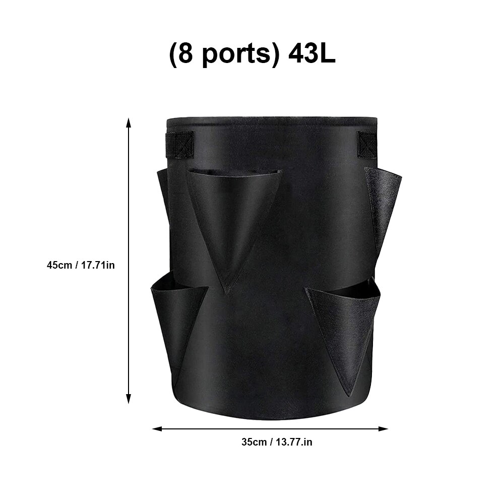 Bloempot Poreuze Vilt Zwarte Aardbei Planten Bag Non Woven Beauty Planten Bag Tuinieren Plantaardige Zak Tuin Accessoires: C 43L