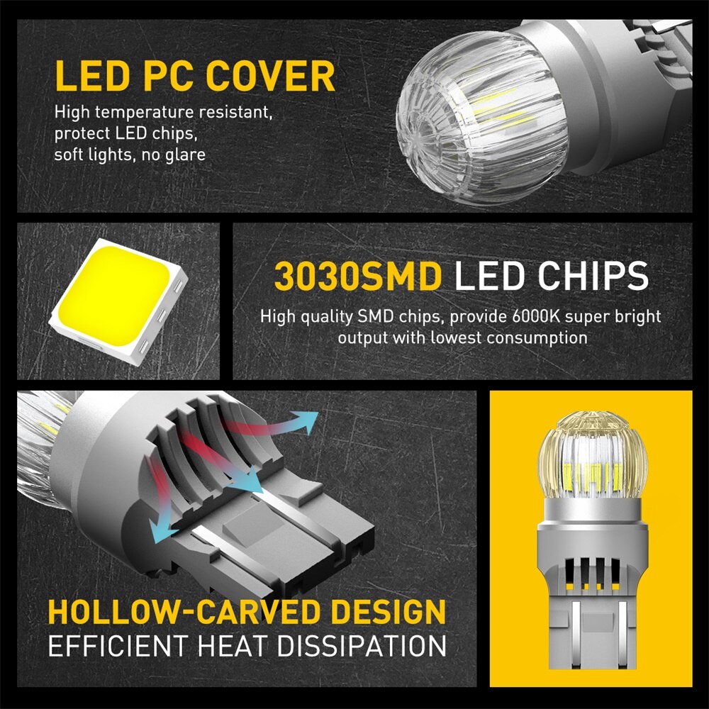 AUXITO 2 pièces T20 7443 LED ampoule W21W W21/5W lampe à LED pour Lada voiture feux de jour feu de stationnement inversé DRL 6000K xénon blanc