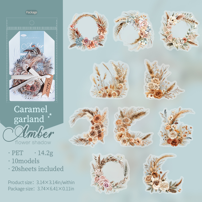 20pcs/pack PET Plants Flowers Stickers DIY Scrapbooking Planner Collage Diary Supplies Aesthetics Sticker Stationery: light green