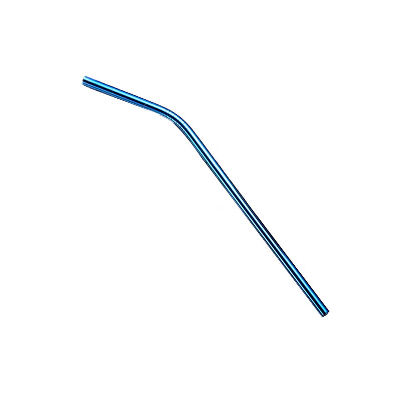 Reusable Metal Drinking Straws 304 Stainless Steel Sturdy Bent Straight Drinks Straw Bar Party Supply: Curved blue