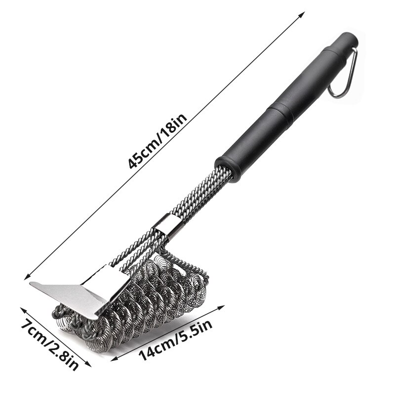 Grillbørste og skraber, bedste grillrenser, perfekte værktøjer til alle grilltyper, inklusive weber, ideelt grilltilbehør: B