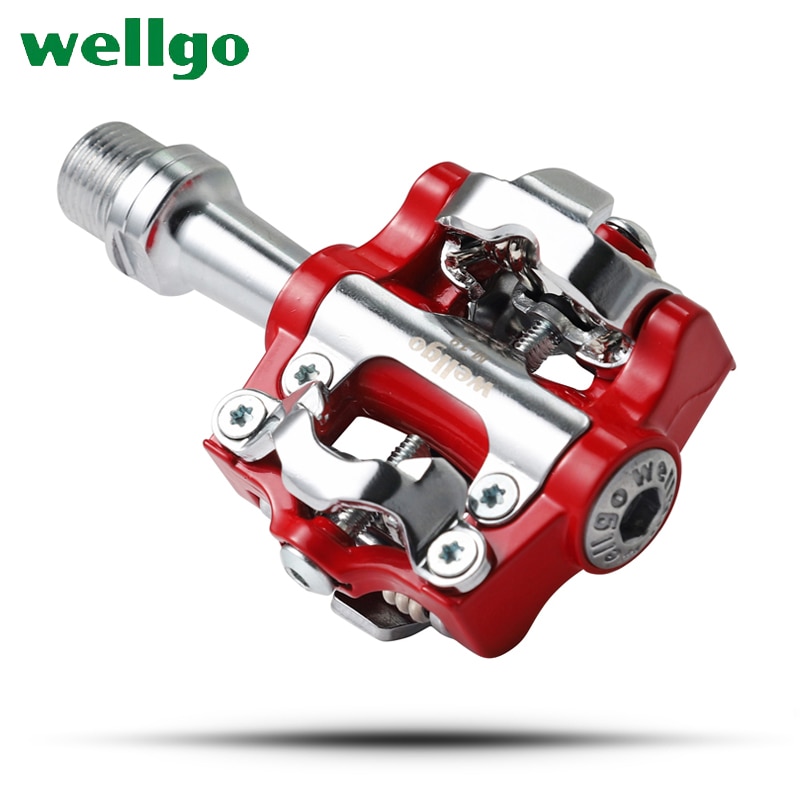 Wellgo M19 Aluminum Alloy MTB Mountain Bicycle Pedal Sealed Bearing Clipless pedal SPD Bike Pedals red