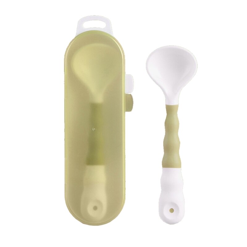 Cucchiaio pieghevole in silicone per bambini cucchiaio da allenamento per bambini stoviglie BPA gratuito: verde (viola scatola)