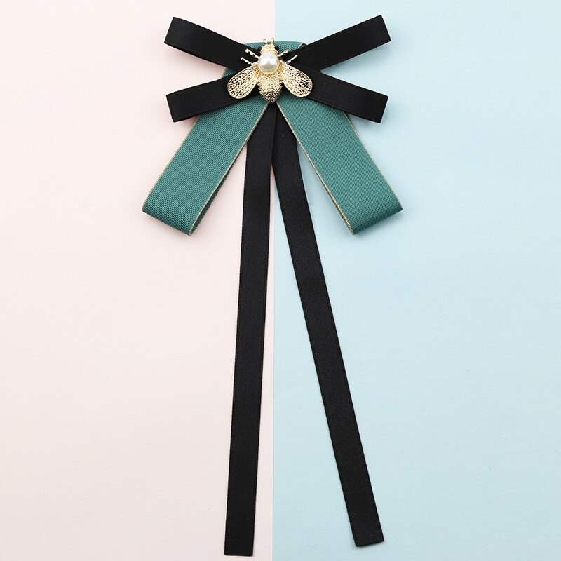 Wit overhemd, strik, damesstropdas, collegestijl, britse damesstropdas, zoete streamer, lint, strik, bloemensieraden: Erwtengroene kleur