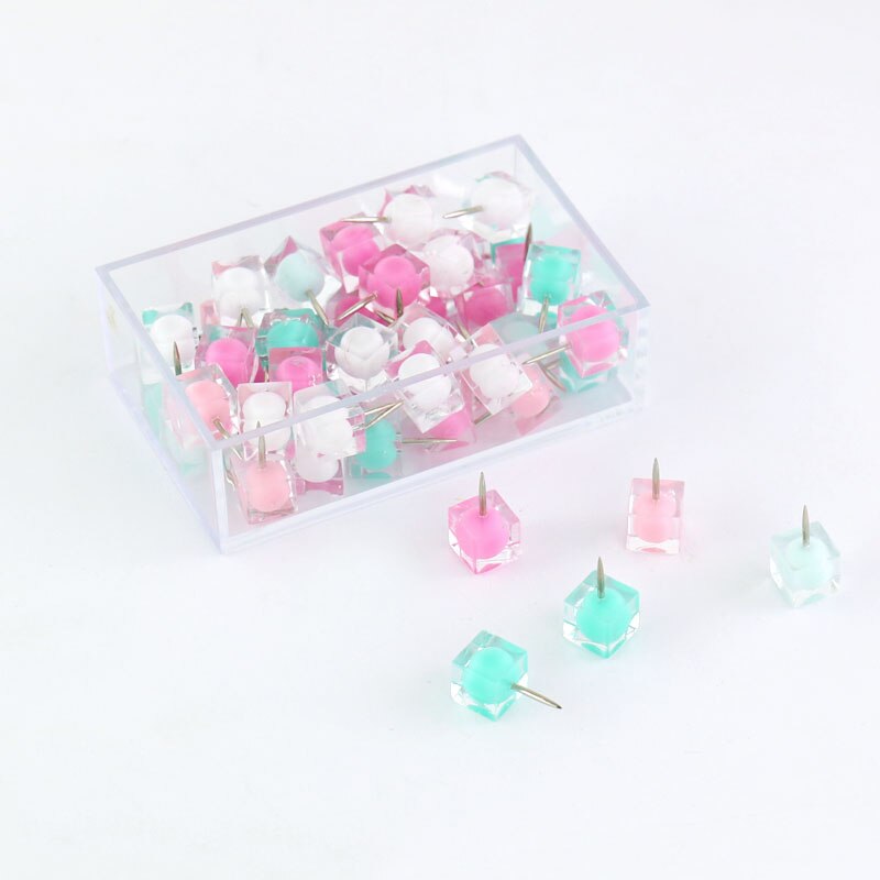 80PCS/Box Push Pins Transparent Thumbtack Plastic For Photo Wall Soft Board Wood Cork Board Map Pins