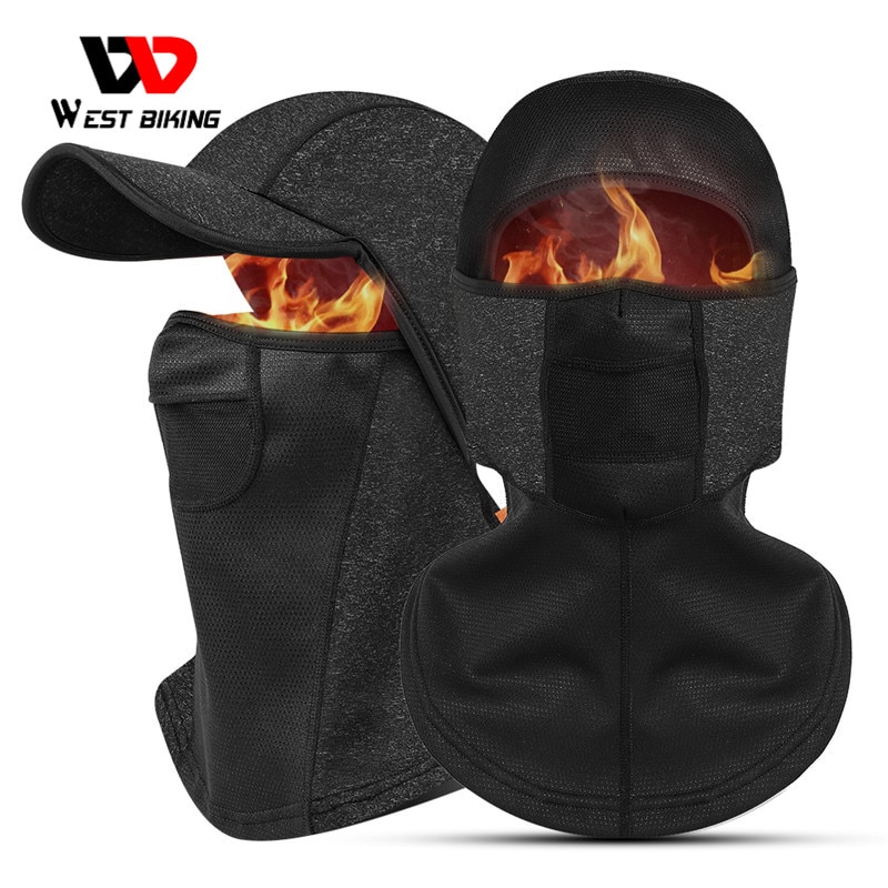 WEST BIKING Winter Sport Cycling Cap Bike Full Face Cover Neck Warmer Men Women Scarf Ski Bicycle Motocycle Fleece Head Cap Hat