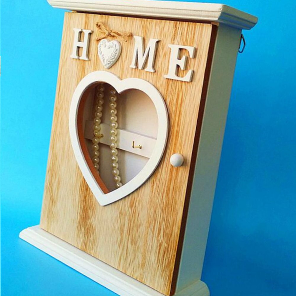 1pc Key Box European Style Wall Mounted Wooden Key Case Key Holder Hanging Hook Jewelry Organizer for Home