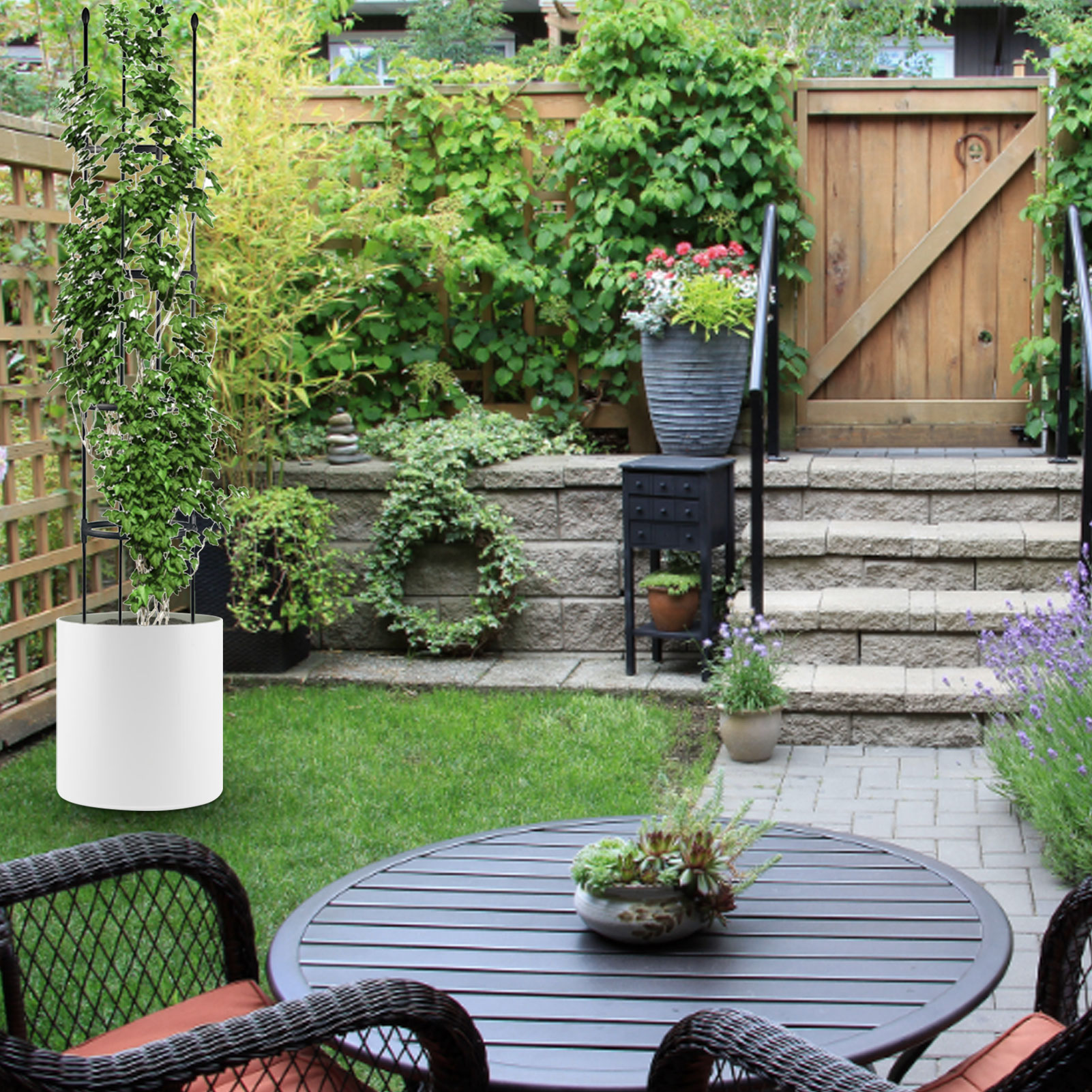 Plant Cage And Support For Climbing Plants Garden Obelisk Trellis PE PP Coating Rustproof Steel Frame Metal Plants Cage Flower