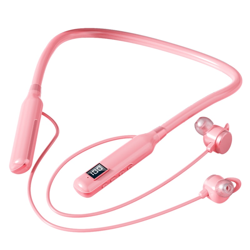 BT7 Wireless Headphones Bluetooth 5.3 Neckband Earphones Magnetic Sports Waterproof Earbuds Headset With Mic SD Card Mode: Pink