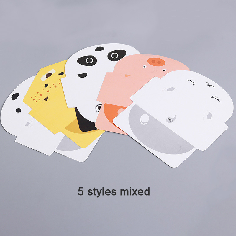 10 kpl söpö eläin tyhjät kortit kutsukortit lasten syntymäpäiväjuhlille viesti kirje kirje paperi panda possu karhu vauvan suihkutarvikkeet: 5 tyyliä sekoitettuna   x10pc
