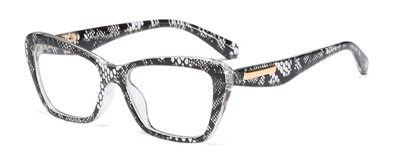 SHAUNA primavera bisagra Retro ojo de gato gafas marco mujeres resina lente gafas ópticas: Snake Skin