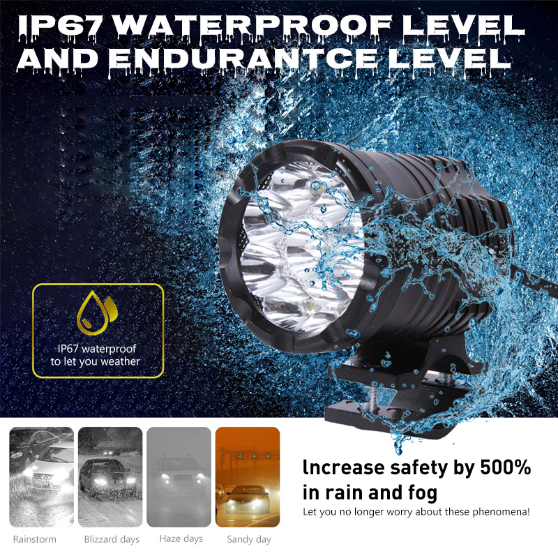 9 Chips Additional LED Headlights For Motorcycle High/Low/Strobe Long Range Lights Moto Fog Light Auxiliary Motocross Spotlight