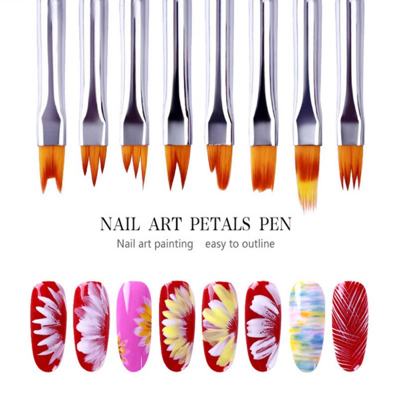 8 unid/set DIY brocha de pintura de uñas varias formas diseños de uñas dibujar líneas flores patrones manicura pluma herramienta de Arte de uñas