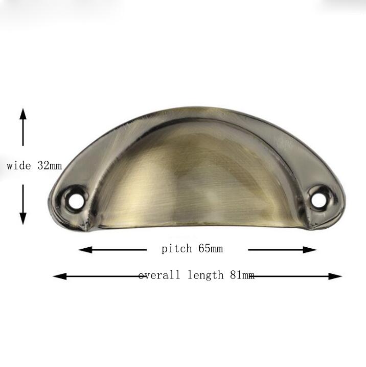 81*32mm maniglie per mobili in ferro bordo liscio semicerchio manico in lamiera di ferro mobili argento oro nero bronzo maniglia a conchiglia: 1pezzi-bronzo brush
