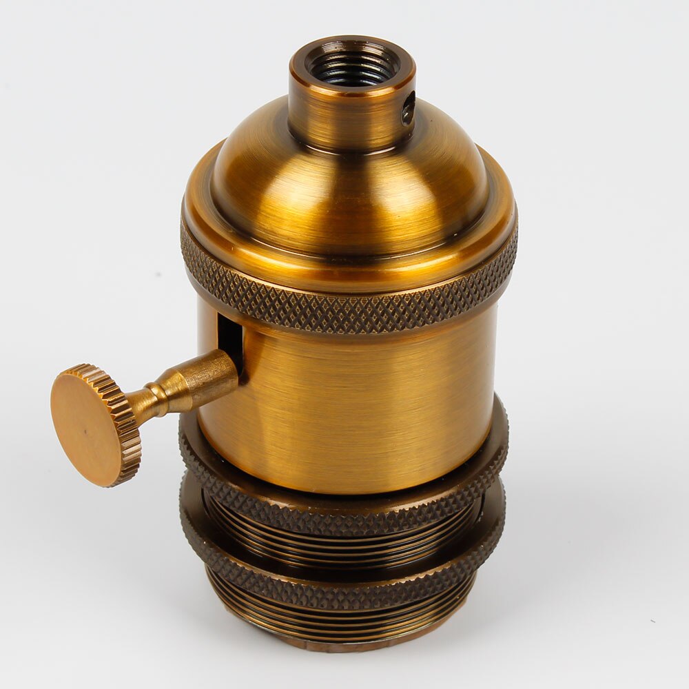 Lampesokkel  e27 industriell lampeholder skrue pæresokkel aluminium retro pendel armaturer luster lampeholdere armatur årgang diy: Gullbronse / 5 stk