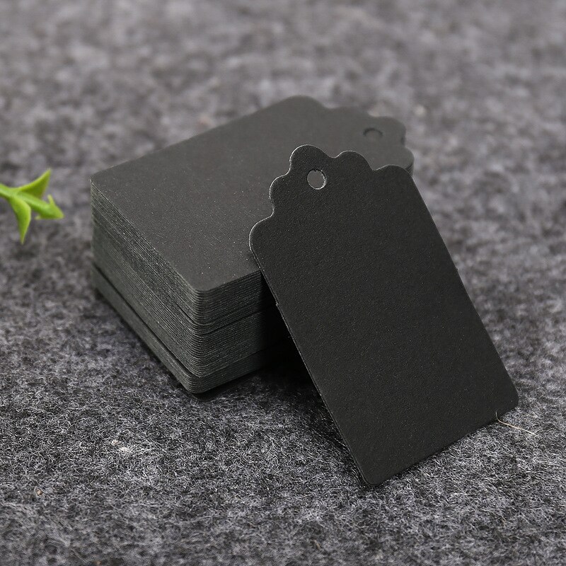 100pcs 5x3cm Handmade Thank You Tags White Kraft Paper Tags Garment Shoes Bags Hang Tag Package Cards Cake Cookie Bags Accessory: 9 blank black