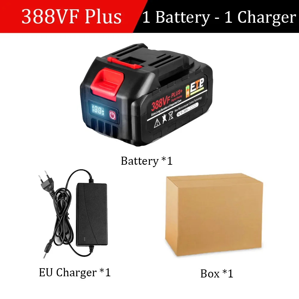 20V 928VF 388VF Plus Akku 30000mAh 20000mAh Mit LED Power Display Für Makita 18V Power werkzeug Batterie EU Stecker: Black