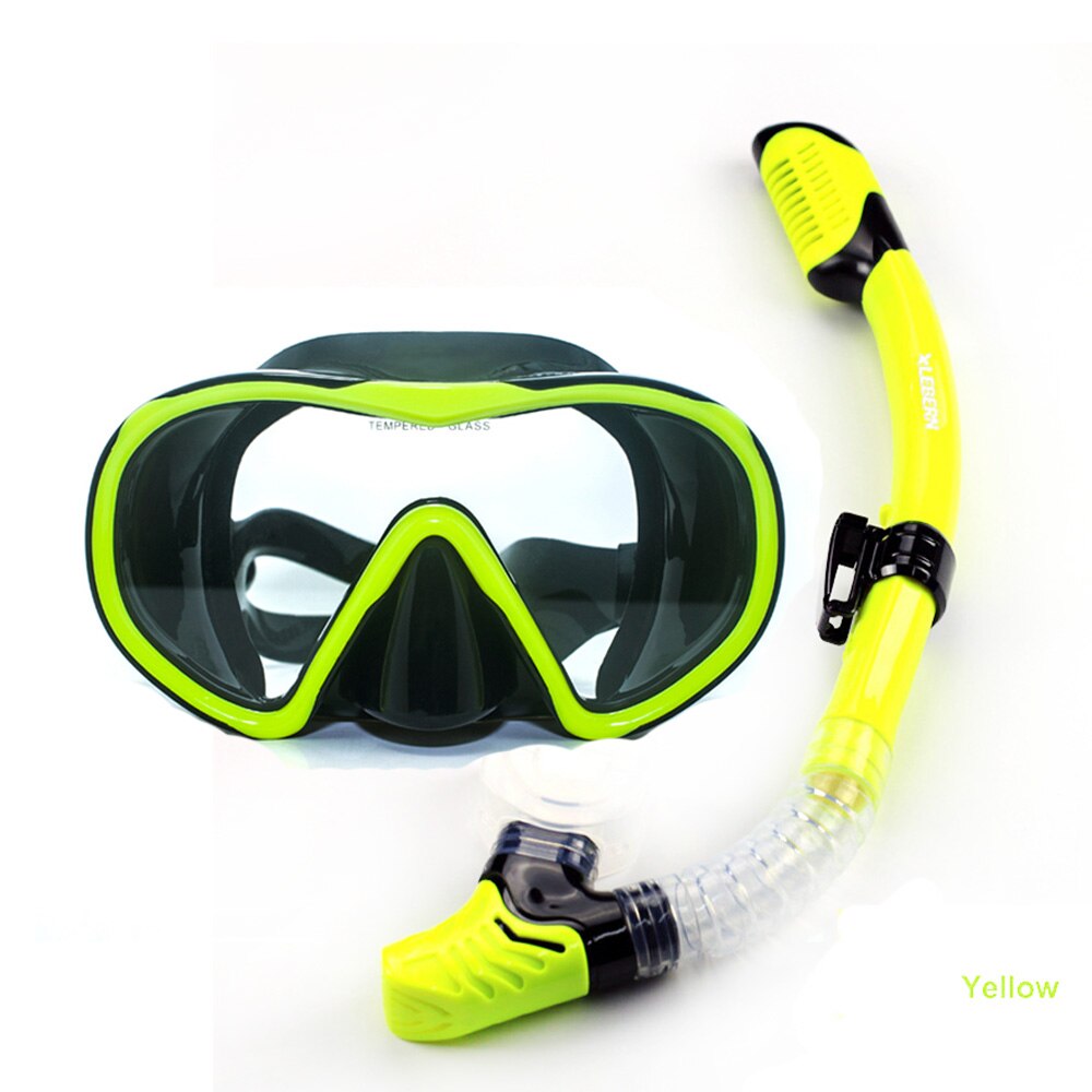 Newest snorkel and diving gears wide version silicone single lens tempered dive mask dry snorkel set top diving snorkel set