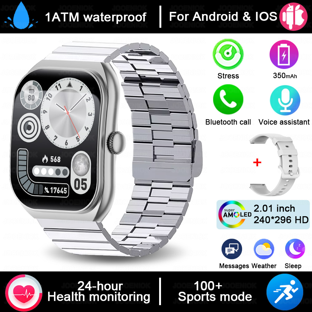 2025 Nuovo 2.01-Pollici Grande Schermo HD Smartwatch 1ATM Impermeabile Modalità Multi-sport Frequenza Cardiaca Chiamata Bluetooth accorto guarda per XIAOMI: Argento