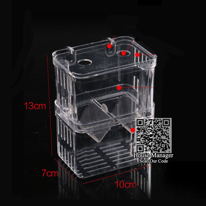Fish Breeding Box Incubator Breeder Isolation Box Hatchery for Aquarium Fish Tank, 3in1 Hatch Fish+Protecting fish+Saving space: 13x7x10cm