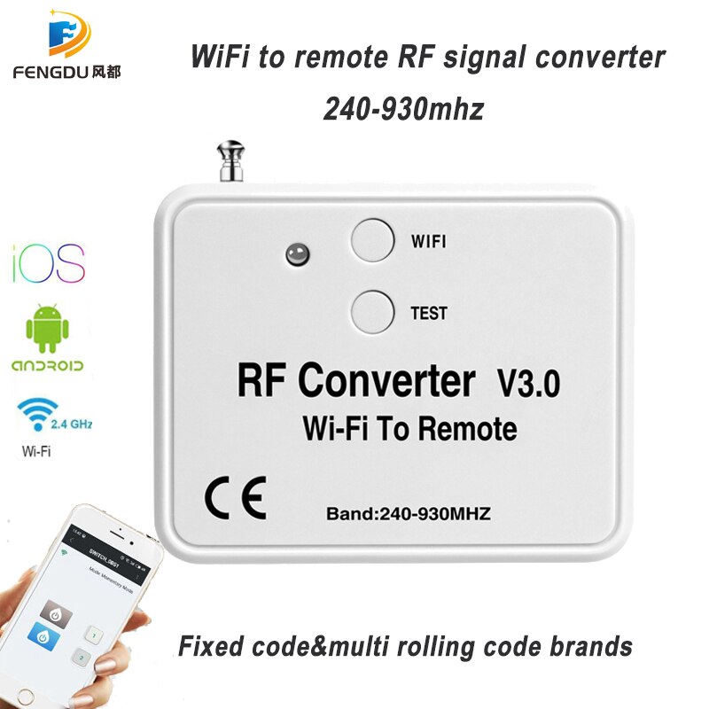 Universel trådløs wifi til rf konverter telefon i stedet for fjernbetjening 240-930 mhz til smart home