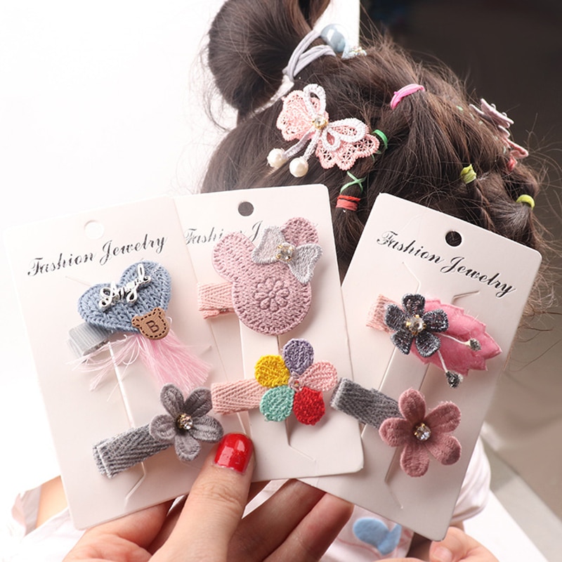 2 Pcs/set Lovely Princess Flower Baby Hair Clips Hairband Cute Cartoon Baby Girl Hair Clip Hair Accessories Barrettes Haarband