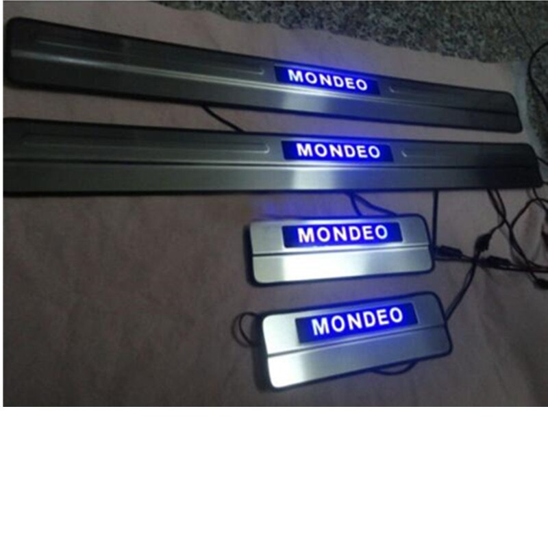 Accesorios para el coche de acero inoxidable LED puerta lateral rascador placa alféizar ajuste para Ford MONDEO MK4 4 unids/set