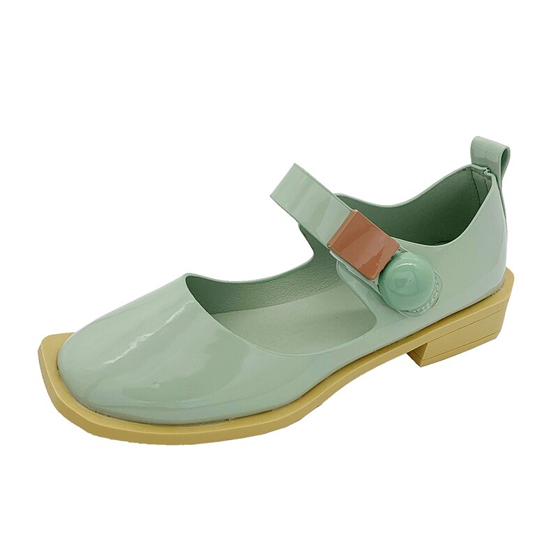 Sommar läder lägenheter kvinnor loafers komfort oxford skor kvinnor casual vit grön gul kvinna lägenheter: Grön / 6