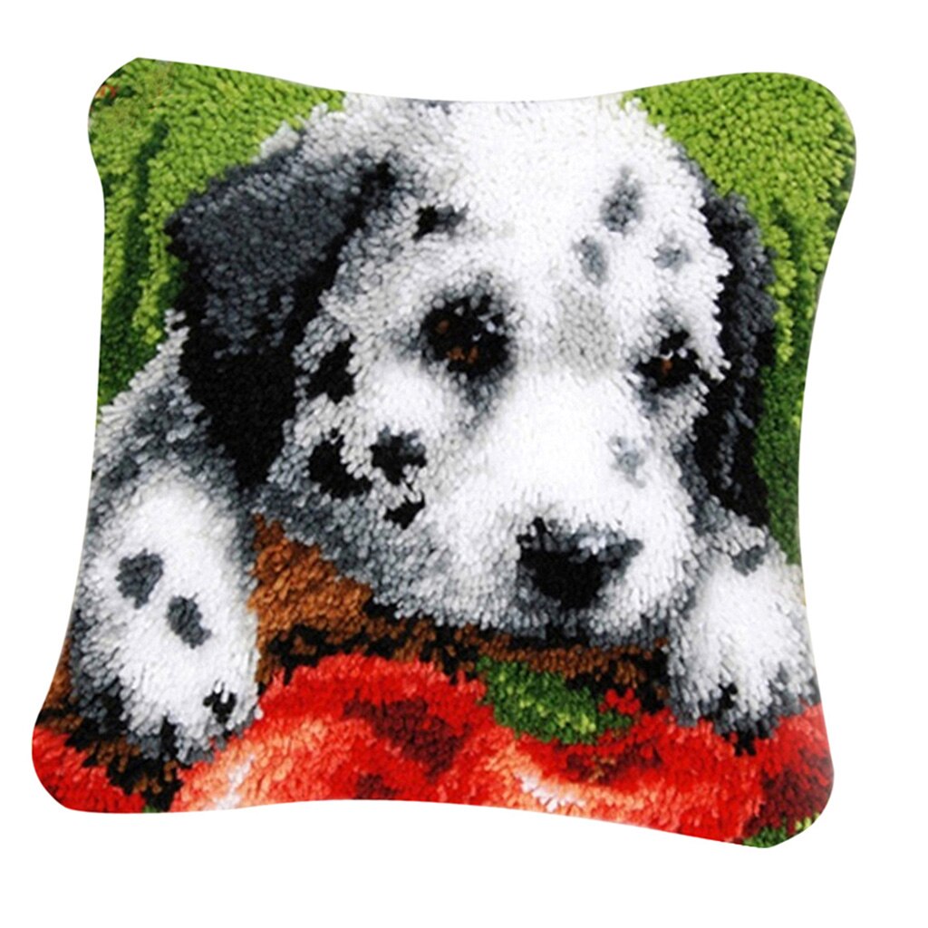 Cute Animal Latch Hook Kits DIY Pillow Suitable for Kids, Beginners and Handicraft Lovers, Enough Embroidery Thread