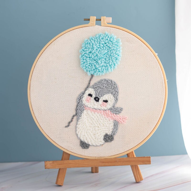 Cartoon Penguin DIY Punch Needle Embroidery Kit for Beginner Needlework Handmade Embroidery Painting Sewing Craft Home Decor: 2 / punch needle kit