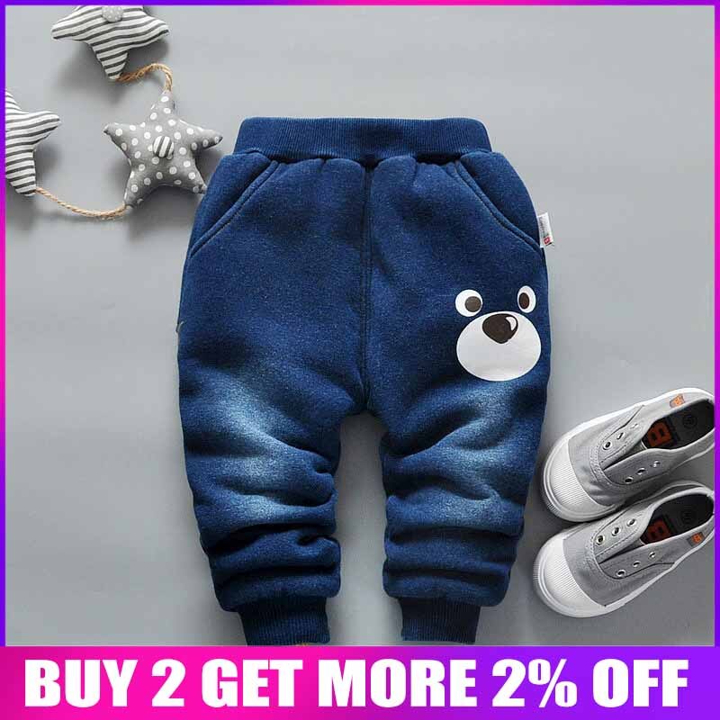 Bibicola Baby Jongens Warm Denim Broek Baby Jongens Winter Casual Thicken Volledige Lengte Broek Pasgeboren Jongens Mode Jeans Broek