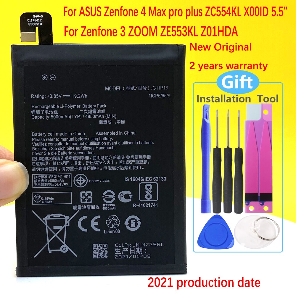 C11 p 1612 5000 mah akku für asus zenfone 4 max pro plus  zc554kl x00id für zenfone 3 zoom  ze553kl z01 hda